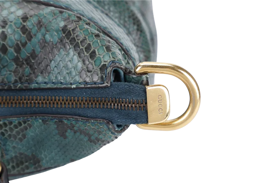 GUCCI 269963 493075 GG RIDE SHOULDER BAG IN GREEN PYTHON SKIN WITH STRAPS AND DUST COVER
